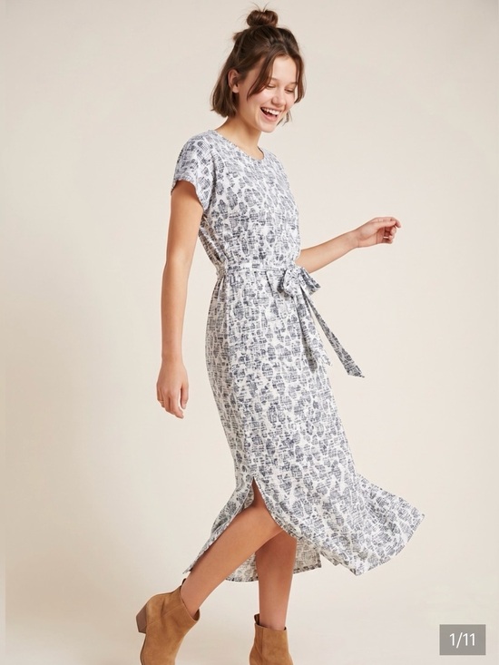dolan Dresses & Skirts - Dolan by Anthropologie Taleen Textured Tie-Waist Midi Dress Size Medium